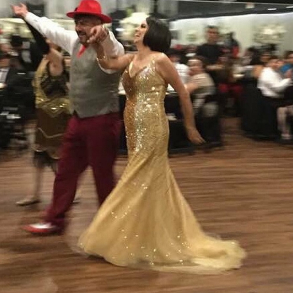 Gold sequence mermaid style dress